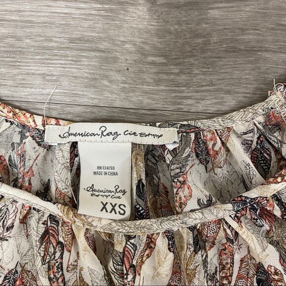 American Rag Cie BoHo Sheer Blouse Feather Print - Picture 5 of 8
